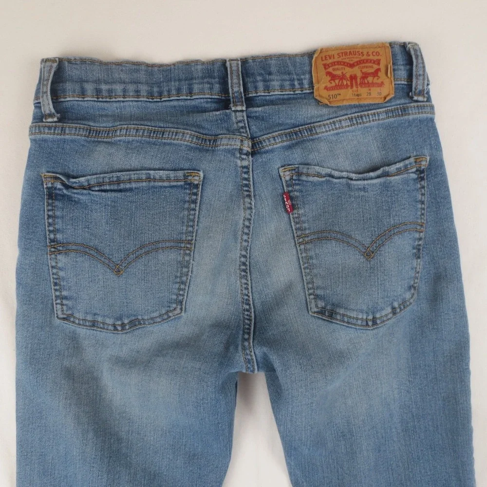 Levis 510 Jeans Girls 16 Reg (Actual 28x29) Blue Skinny Fit Stretch Light Denim